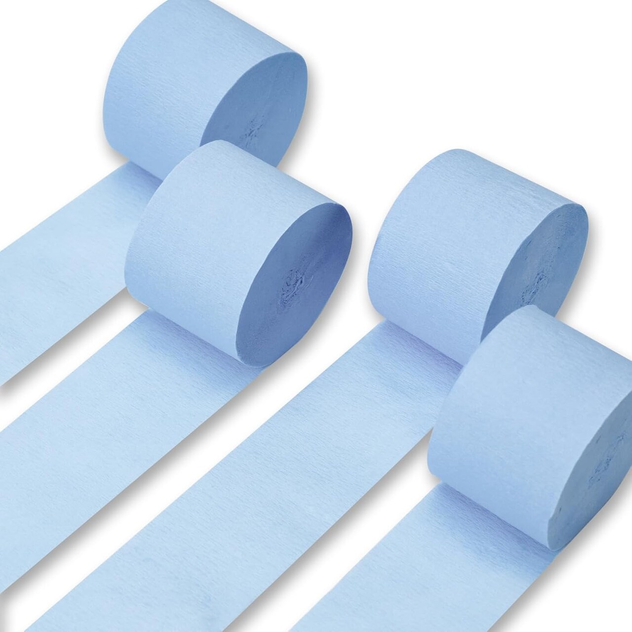 Blue Crepe Paper Streamers 4 Rolls 328 ft Pack of Light Pastel Baby Blue Crepe Paper for Baby Shower Gender Reveal Graduation Birthday Party Decorations (1.8 Inch x 82 Ft/Roll), Blue-32